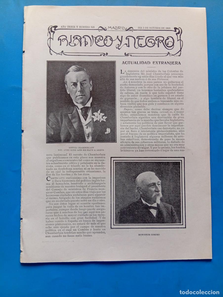 Coleccionismo de revistas y peri&oacute;dicos: BLANCO Y NEGRO. N&ordm; 648. A&Ntilde;O 1903. EL AMOR EN LA ALDEA. UN NUEVO PROCEDIMIENTO GR&Aacute;FICO. ESTADO.. LEER