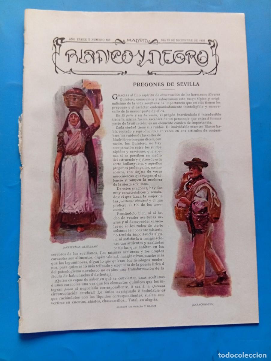 Coleccionismo de revistas y peri&oacute;dicos: BLANCO Y NEGRO. N&ordm; 659. A&Ntilde;O 1903. PREGONES DE SEVILLA. LA CIUDAD DE LOS AUT&Oacute;MATAS. S. M. EL R.. LEER