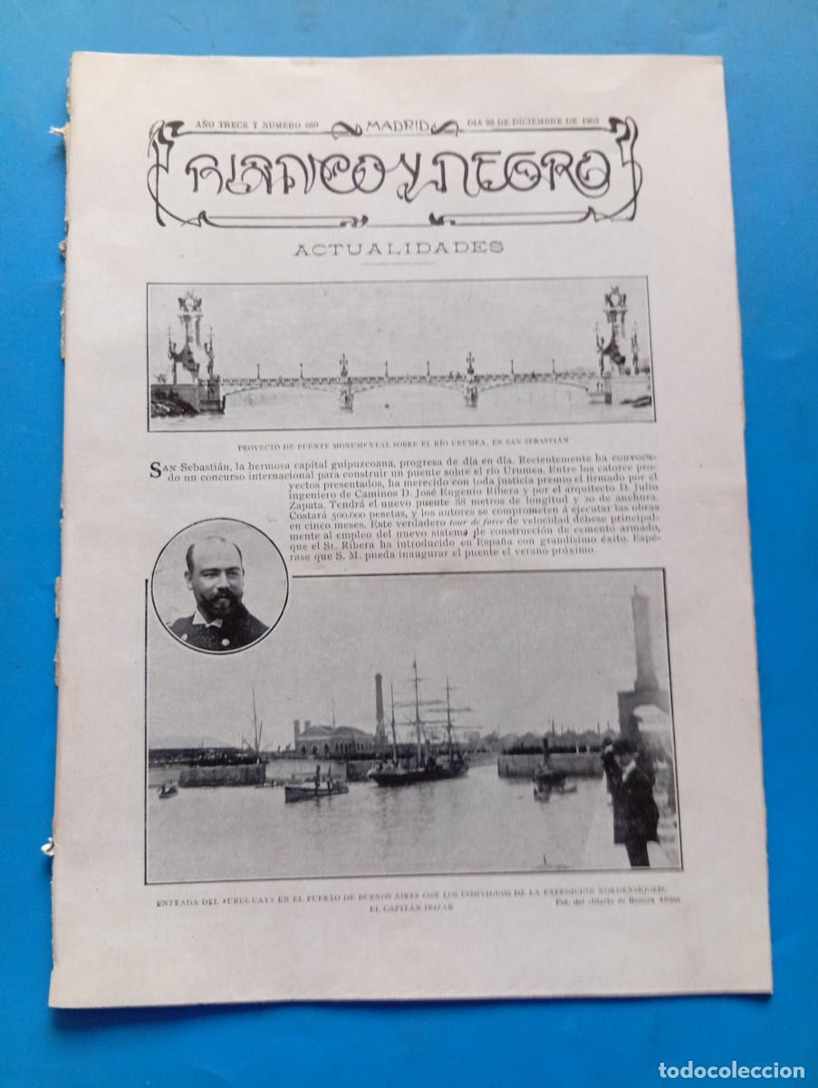 Coleccionismo de revistas y peri&oacute;dicos: BLANCO Y NEGRO. N&ordm; 660. A&Ntilde;O 1903. PROYECTO DEL PUENTE MONUMENTAL SOBRE EL R&Iacute;O URUMEA. EL FRES.. LEER