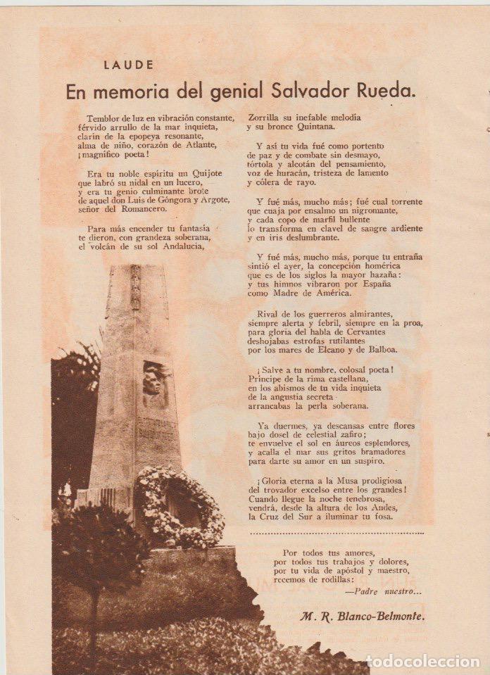 Collection Magazines and Newspapers: En memoria del genial Salvador Rueda / versos de M.R. Blanco-Belmonte - 1933