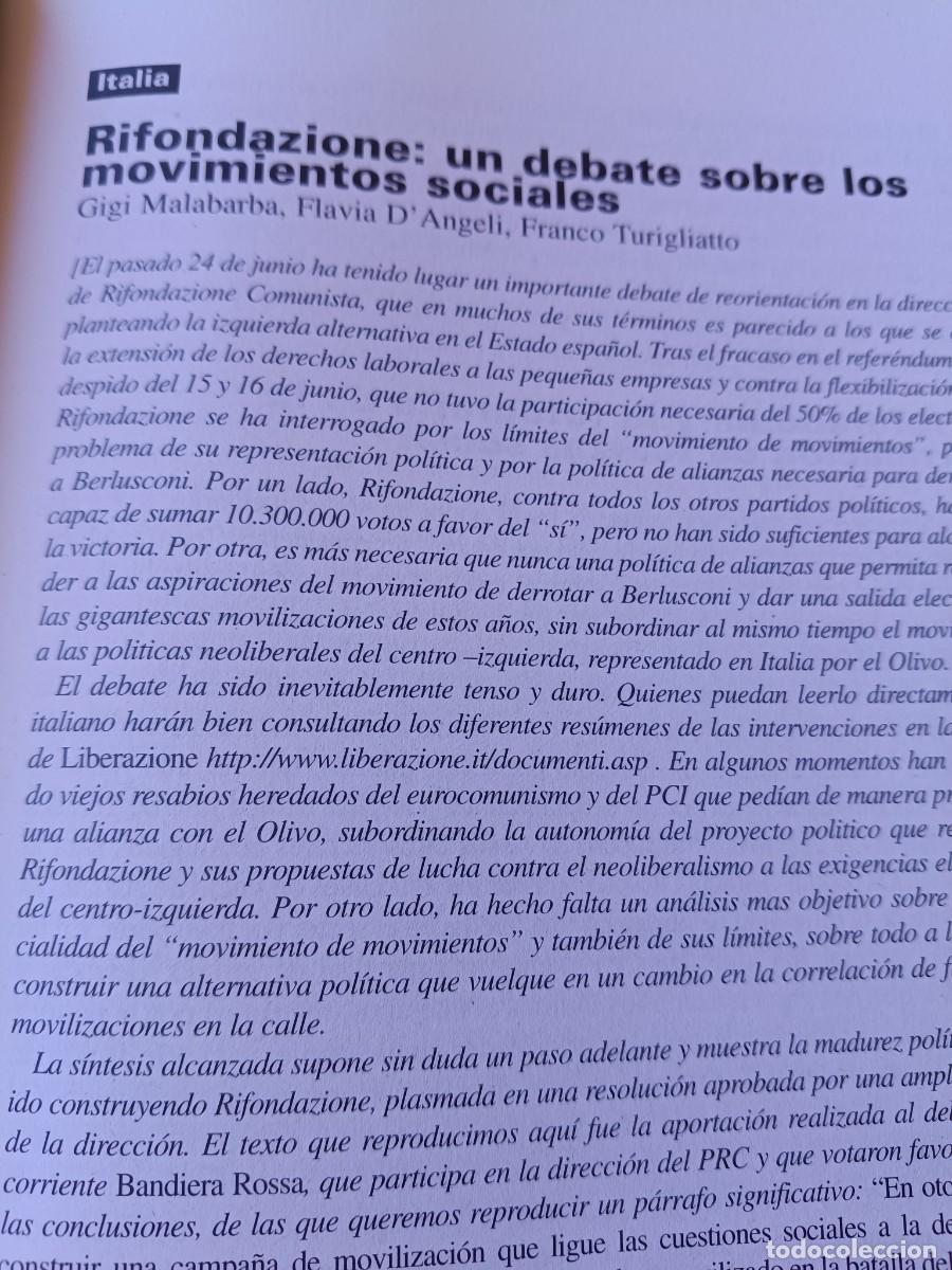 Coleccionismo de revistas y peri&oacute;dicos: ITALIA: RIFONDAZIONE COMUNISTA DEBATE SOBRE LOS MOVIMIENTOS SOCIALES. 8 P&Aacute;GS VIENTO SUR 2003