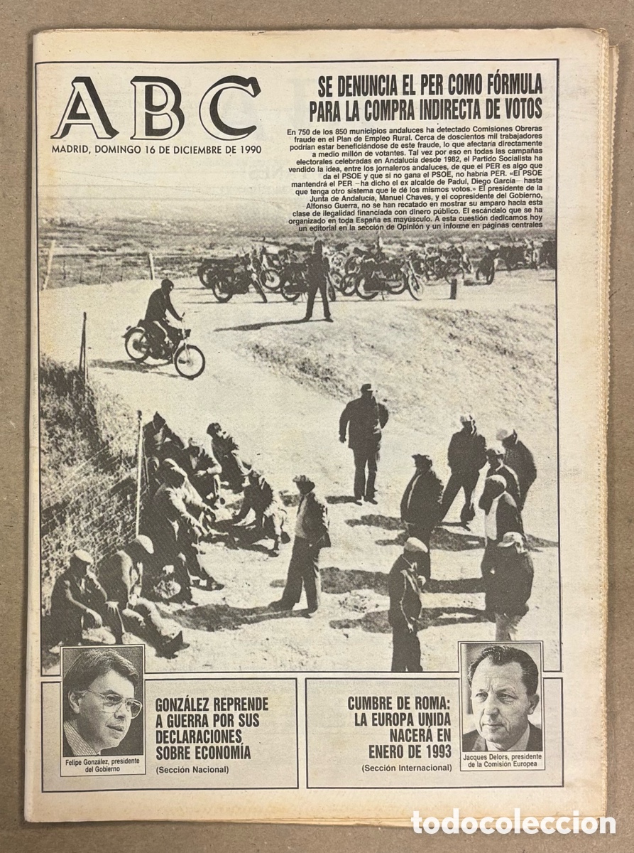 Coleccionismo de revistas y peri&oacute;dicos: ABC (16 DICIEMBRE 1990) ANDALUC&Iacute;A EL PER COMPRA VOTOS, AZUCARERA ACOR, FUNERAL POLIC&Iacute;A ASESINADO BAR