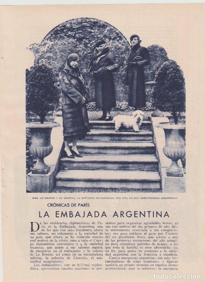 Coleccionismo de revistas y peri&oacute;dicos: * PAR&Iacute;S * La embajada argentina / Monte Cristo - 1933