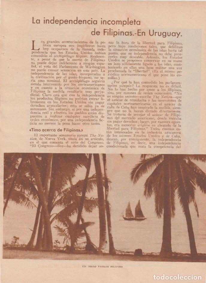 Coleccionismo de revistas y peri&oacute;dicos: La independencia incompleta de Filipinas; Golpe de estado en Uruguay/ Andr&eacute;s R3vesz - 1933