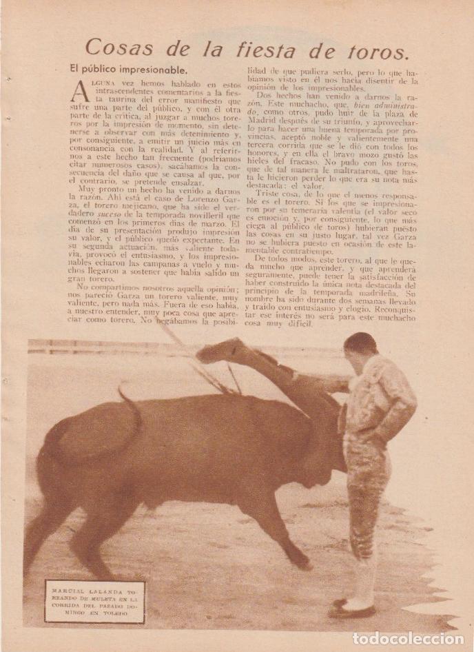 Coleccionismo de revistas y peri&oacute;dicos: * TOROS Y TOREROS * Marcial Lalanda, Domingo Ortega / Manuel Reverte - 1933