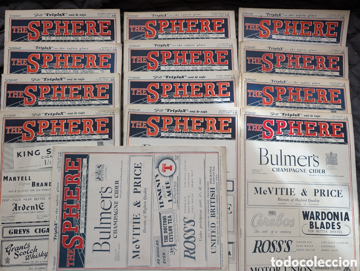 Coleccionismo de revistas y peri&oacute;dicos: Lote original de 13 revistas inglesas The Sphere: The Empire's Illustrated Weekly, editadas en Londr