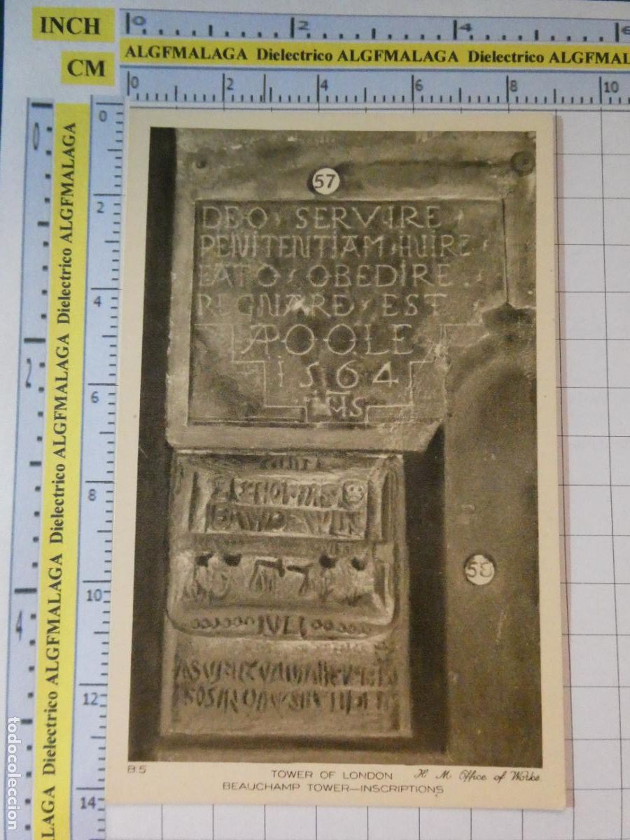 Coleccionismo de revistas y peri&oacute;dicos: ANTIGUA POSTAL REINO UNIDO. LONDRES LONDON. TOWER OF LONDON BEAUCHAMP TOWER INSCRIPTIONS. 2808