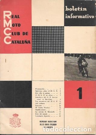 Coleccionismo de revistas y peri&oacute;dicos: BOLETIN INFORMATIVO REAL MOTO CLUB CATALU&Ntilde;A DEDICADO AL IX GRAN PREMIO DE ESPA&Ntilde;A 1959 - A-REV-3146