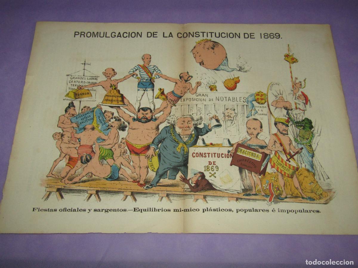 Coleccionismo de revistas y peri&oacute;dicos: Antigua Revista Sat&iacute;rica Liberal y AntiCarlista A&ntilde;o 1 - N&ordm;9 A&ntilde;o 1869 LA FLACA Constituci&oacute;n Espa&ntilde;ola