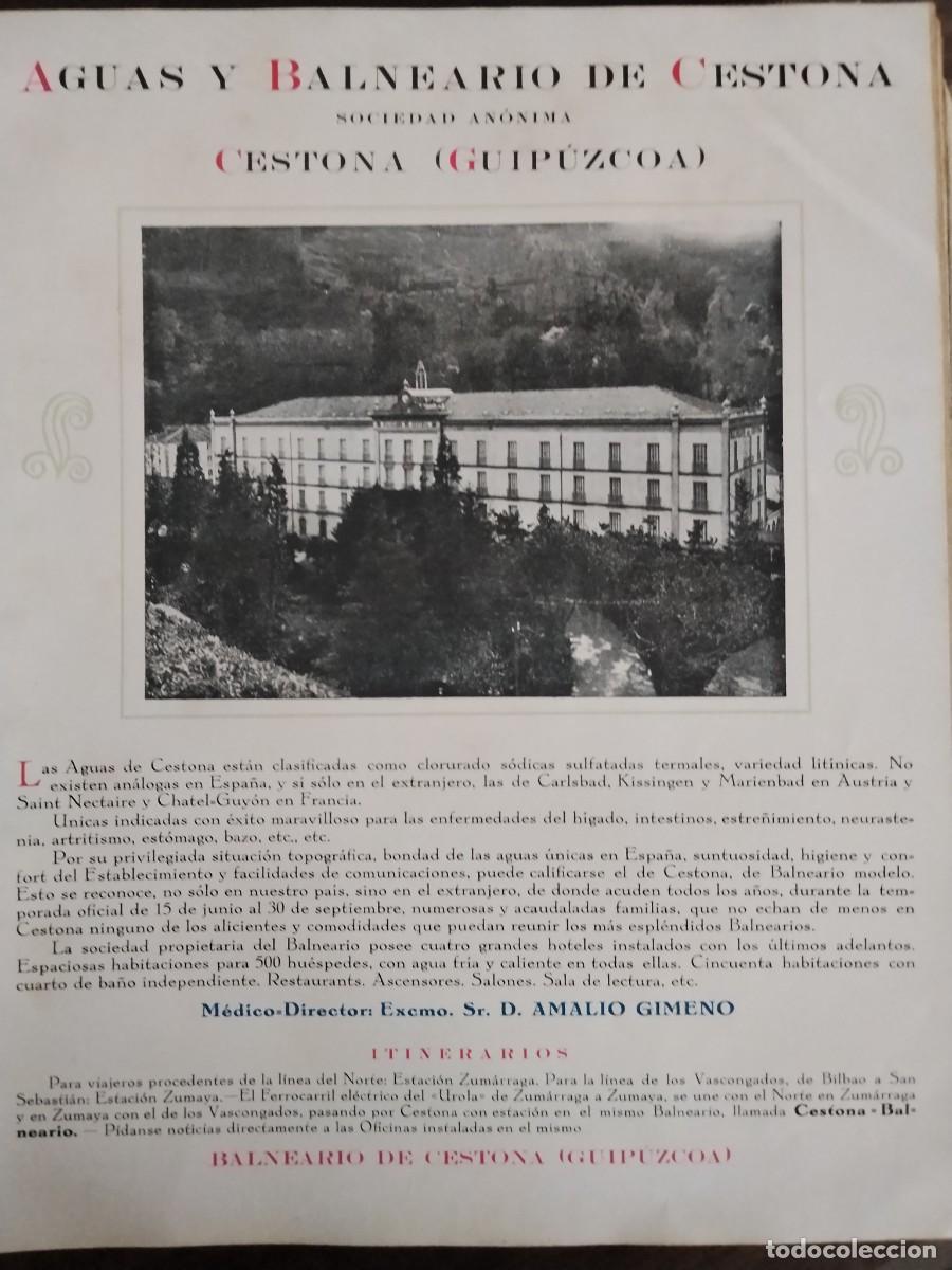 Coleccionismo de revistas y peri&oacute;dicos: AGUAS Y BALNEARIO DE CESTONA S.A. GUIPUZCOA MEDICO DIRECTOR DR. AMALIO GIMENO HOJA A&Ntilde;O 1931-1932