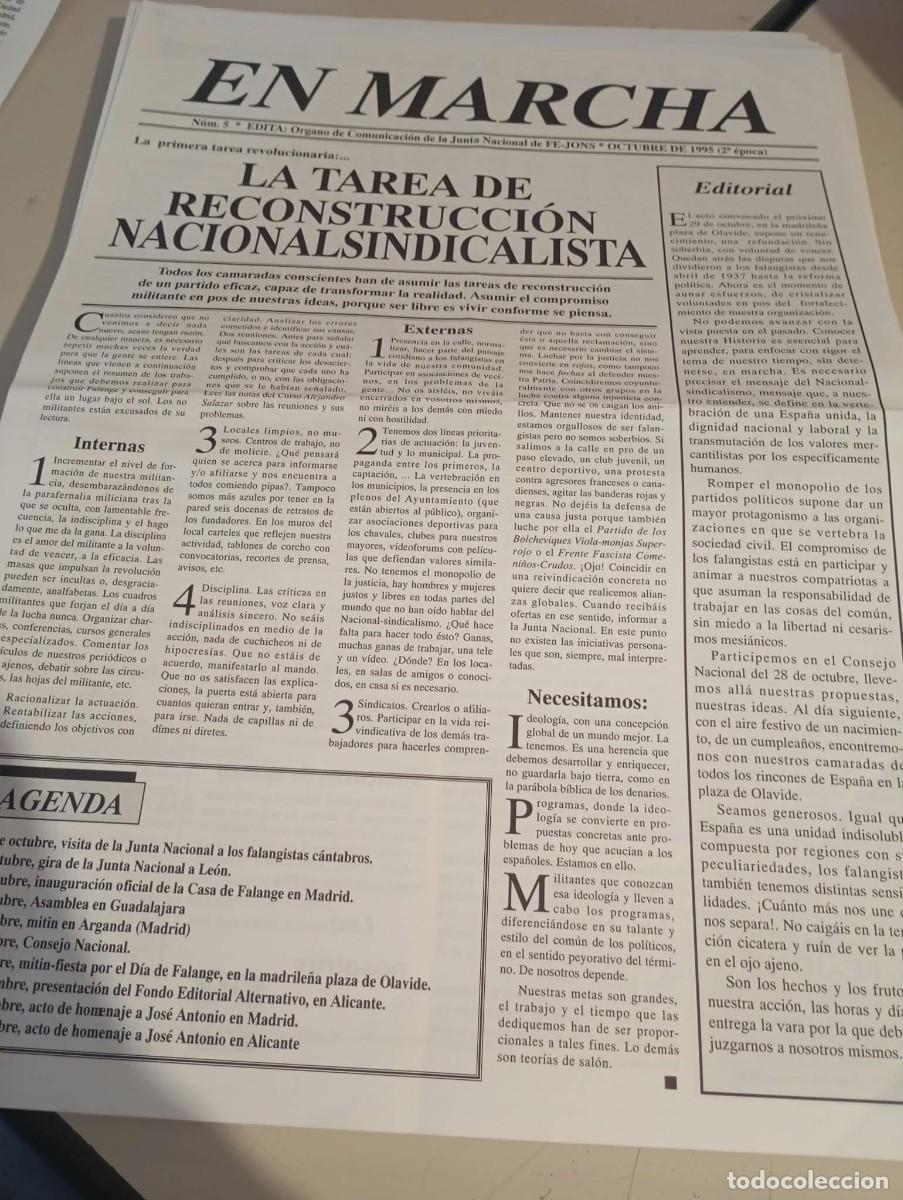 Coleccionismo de revistas y peri&oacute;dicos: BOLET&Iacute;N HOJA MURAL EN MARCHA ( FE JONS GUSTAVO MORALES) N&ordm; 5 VOL. II OCTUBRE 1995 REF. UR MES 4