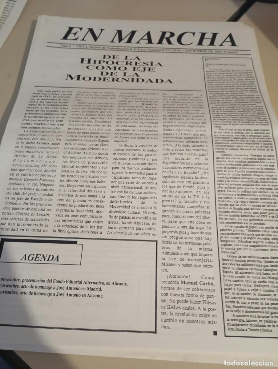 Coleccionismo de revistas y peri&oacute;dicos: BOLET&Iacute;N HOJA MURAL EN MARCHA ( FE JONS GUSTAVO MORALES) N&ordm; 6 VOL. II NOVIEMBRE 1995 REF. UR MES 4