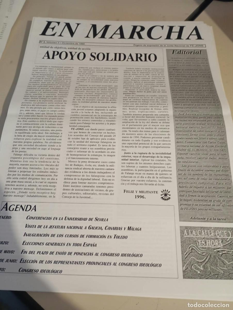 Coleccionismo de revistas y peri&oacute;dicos: BOLET&Iacute;N HOJA MURAL EN MARCHA ( FE JONS GUSTAVO MORALES) N&ordm; 8 VOL. II DICIEMBRE 1995 REF. UR MES 4