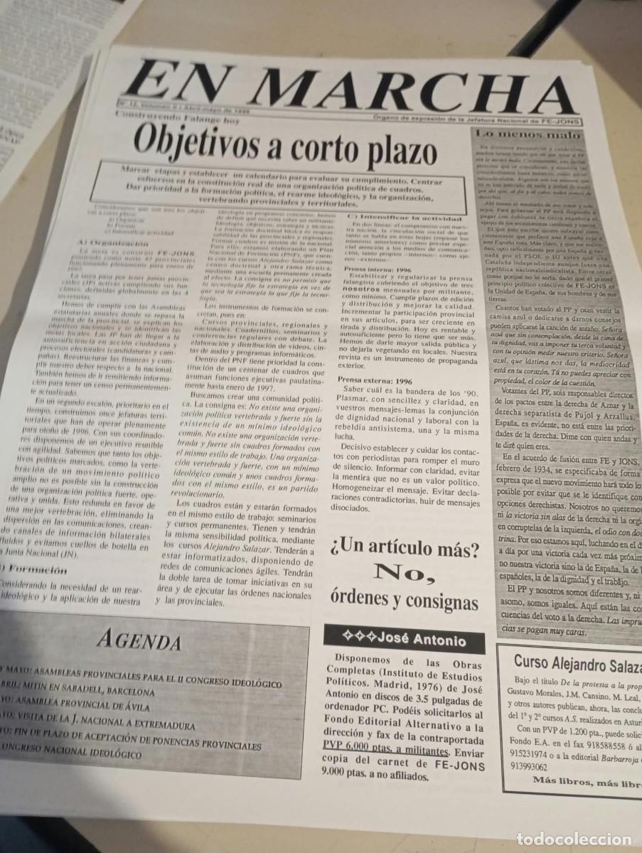 Coleccionismo de revistas y peri&oacute;dicos: BOLET&Iacute;N HOJA MURAL EN MARCHA ( FE JONS GUSTAVO MORALES) N&ordm; 12 VOL. II ABRIL 1996 REF. UR MES 4
