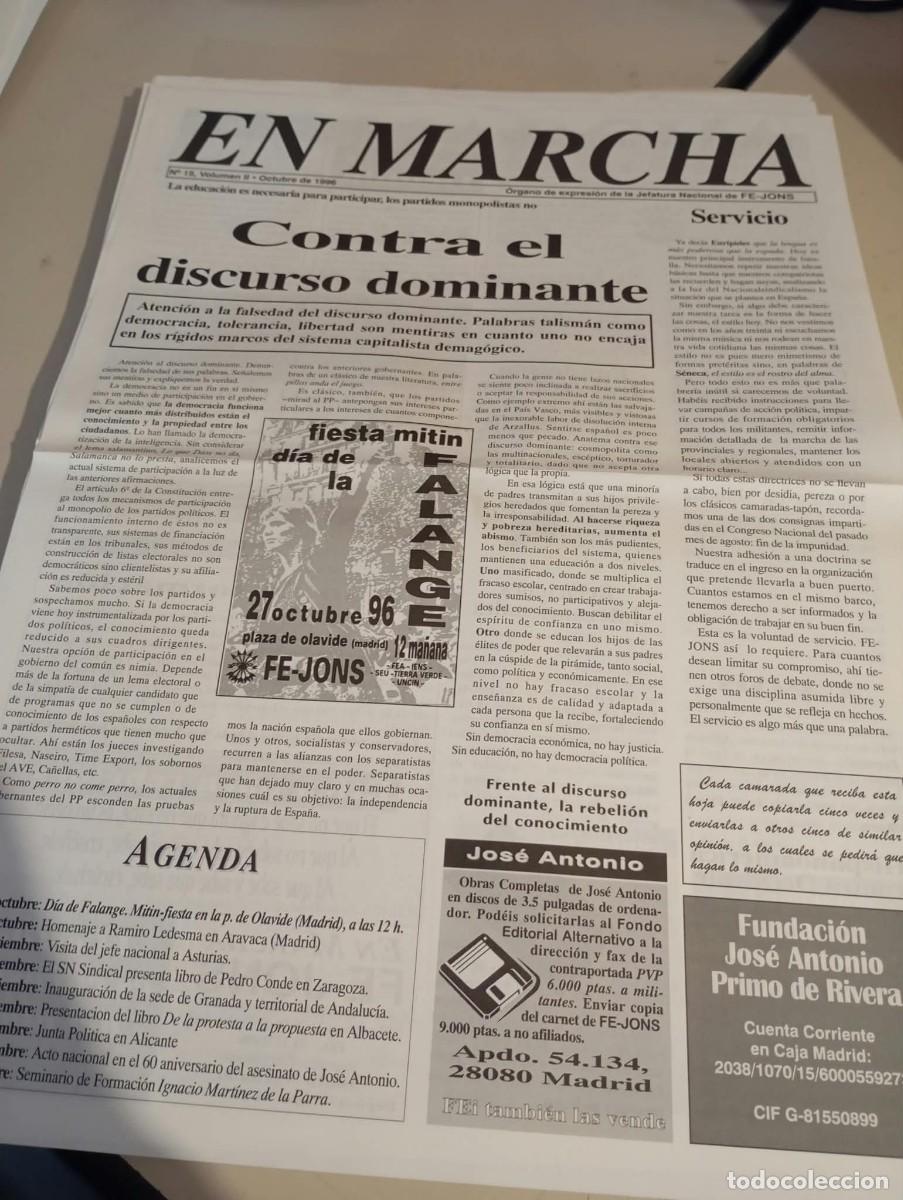 Coleccionismo de revistas y peri&oacute;dicos: BOLET&Iacute;N HOJA MURAL EN MARCHA ( FE JONS GUSTAVO MORALES) N&ordm; 15 VOL. II SEPTIEMBRE 1996 REF. UR MES 4