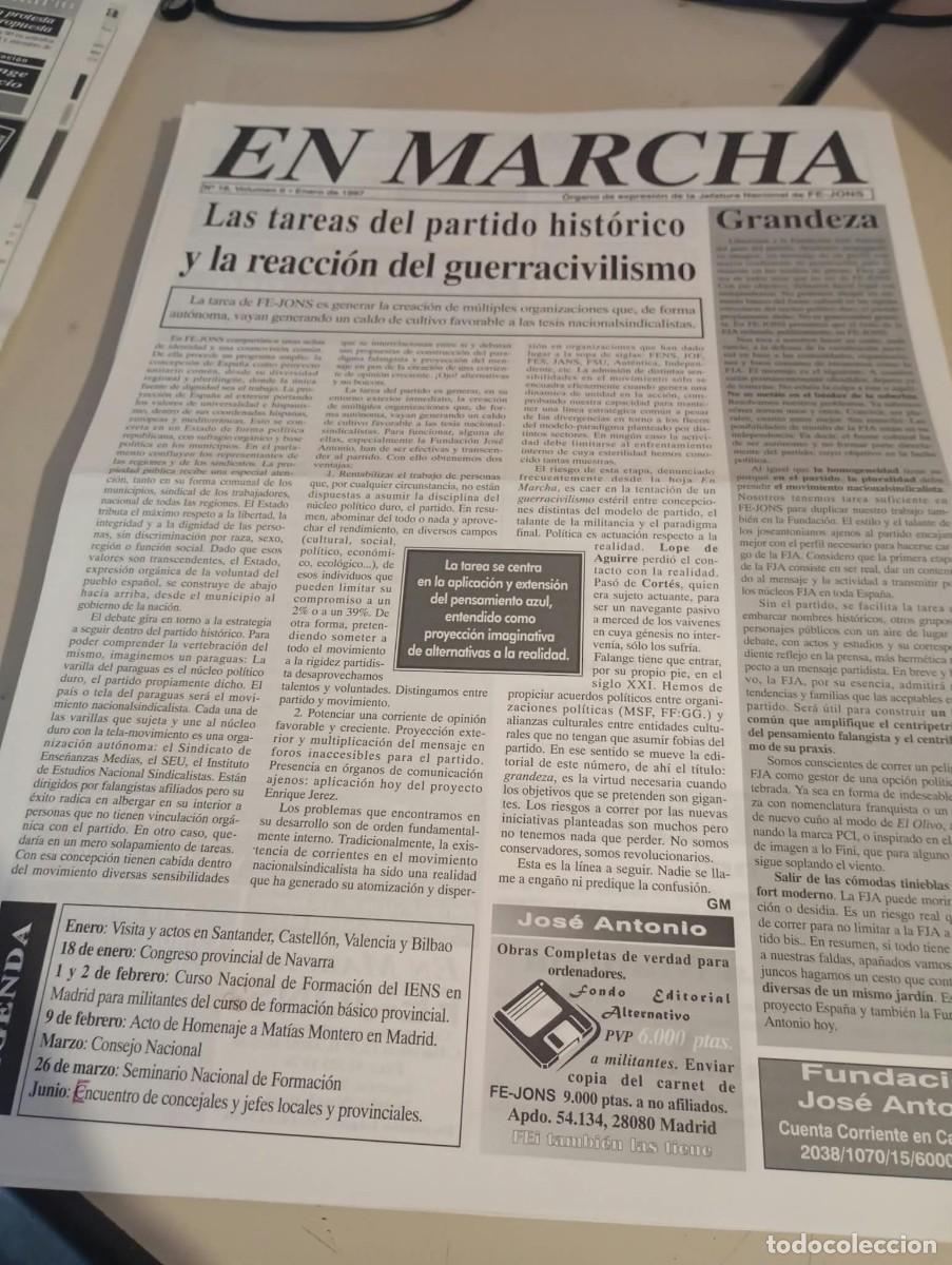 Coleccionismo de revistas y peri&oacute;dicos: BOLET&Iacute;N HOJA MURAL EN MARCHA ( FE JONS GUSTAVO MORALES) N&ordm; 18 VOL. II ENERO 1997 REF. UR MES 4