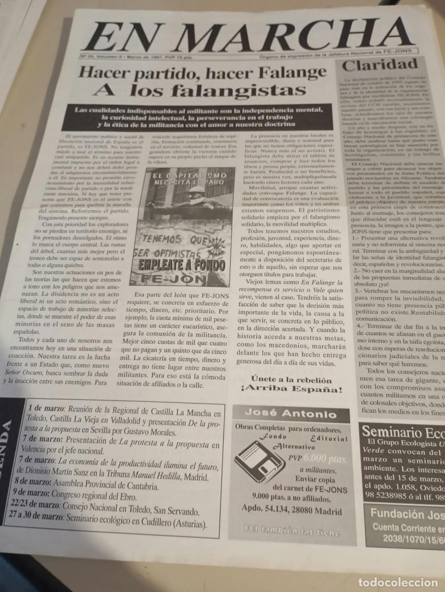 Coleccionismo de revistas y peri&oacute;dicos: BOLET&Iacute;N HOJA MURAL EN MARCHA ( FE JONS GUSTAVO MORALES) N&ordm; 20 VOL. II MARZO 1997 REF. UR MES 4