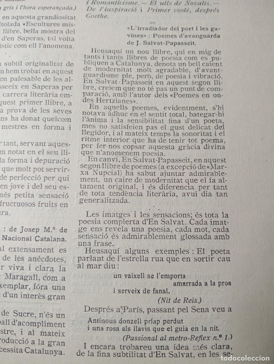 Coleccionismo de revistas y peri&oacute;dicos: REVISTA ANY 1921 POESIA AVANTGUARDA JOAN SALVAT PAPASSEIT L'IRRADIADOR DEL PORT I LES GAVINES LLIBRE