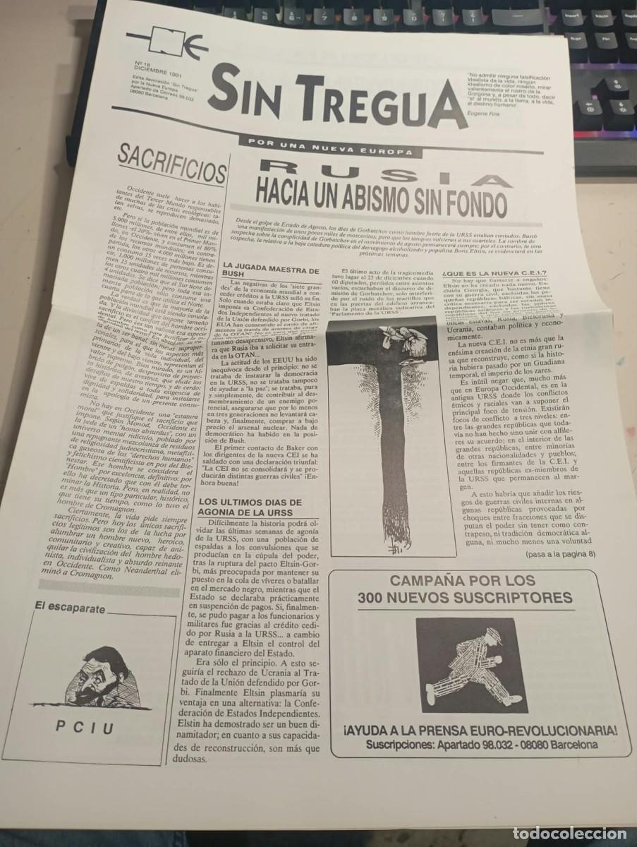 Coleccionismo de revistas y peri&oacute;dicos: BOLETIN REVISTA SIN TREGUA POR UNA NUEVA EUROPA N&ordm; 18 DICIEMBRE 1991 REF. UR MES 4