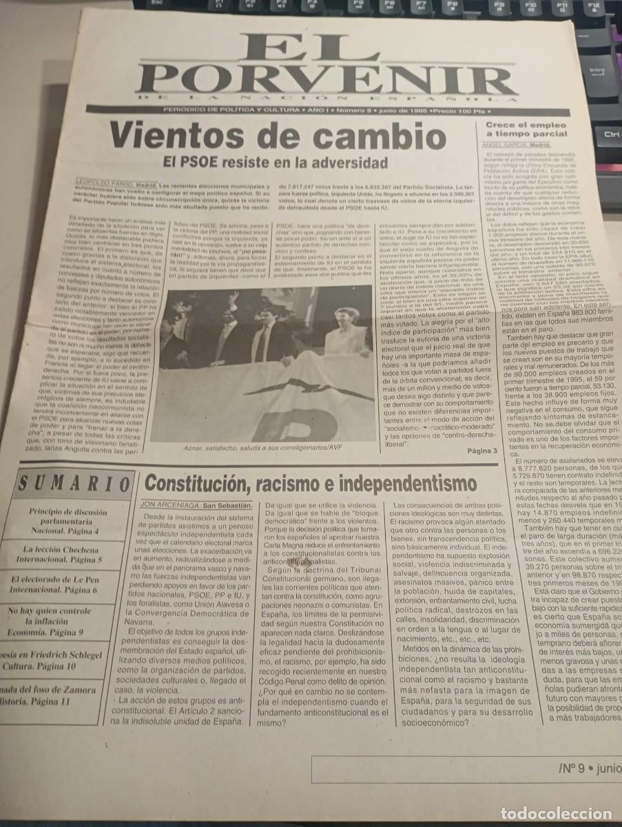 Coleccionismo de revistas y peri&oacute;dicos: BOLETIN &Aacute;REA INCONFORMISTA EL PORVENIR DE LA NACI&Oacute;N ESPA&Ntilde;OLA A&Ntilde;O 1 N&ordm; 9 JUNIO 1995 REF. UR MES 4
