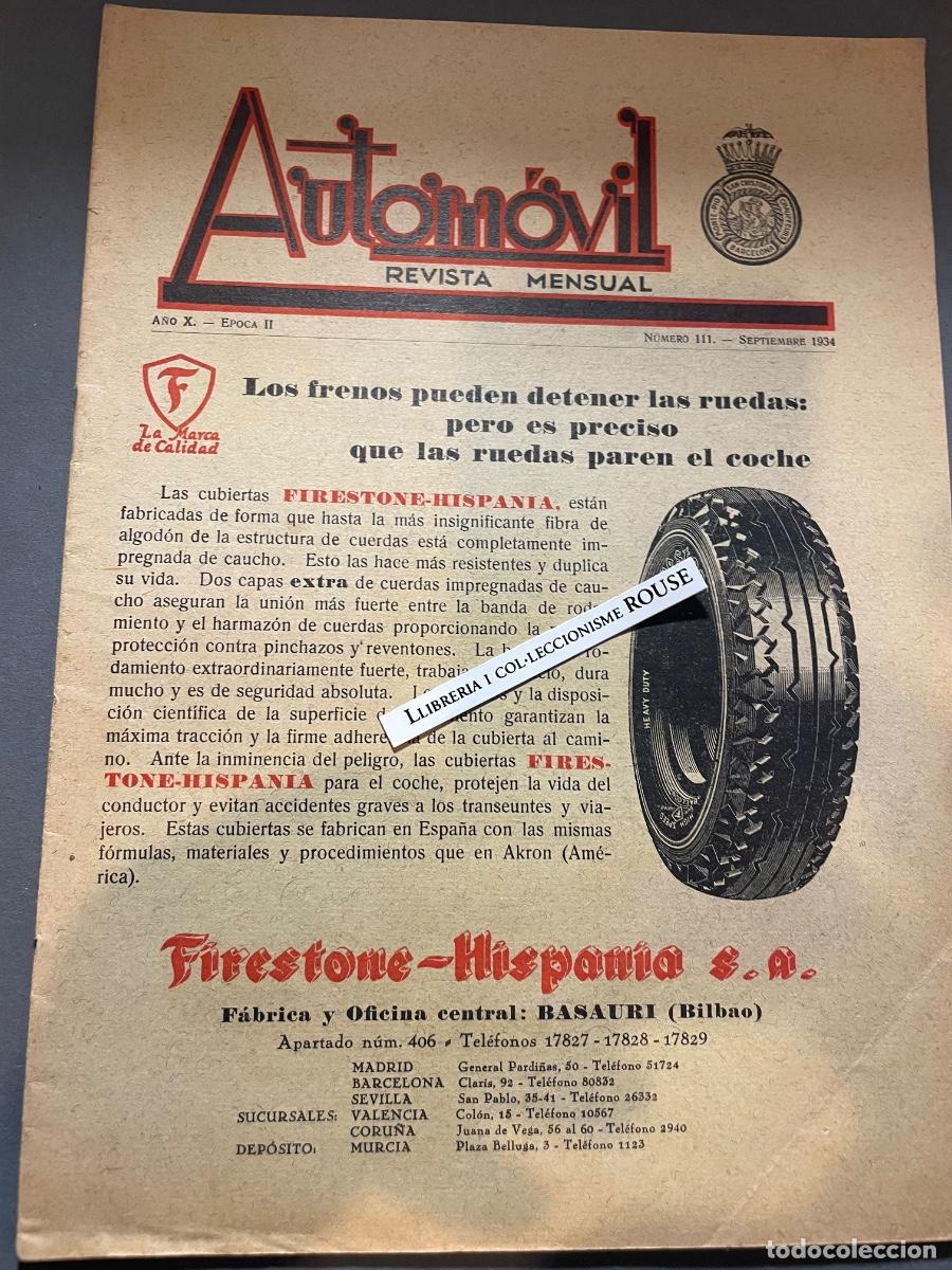 Coleccionismo de revistas y peri&oacute;dicos: AUTOMOVILES - ANTIGUA PUBLICACI&Oacute;N - AUTOMOVIL revista mensual - A&Ntilde;O X - EPOCA II N&ordm; 111 SEPTIEMBRE