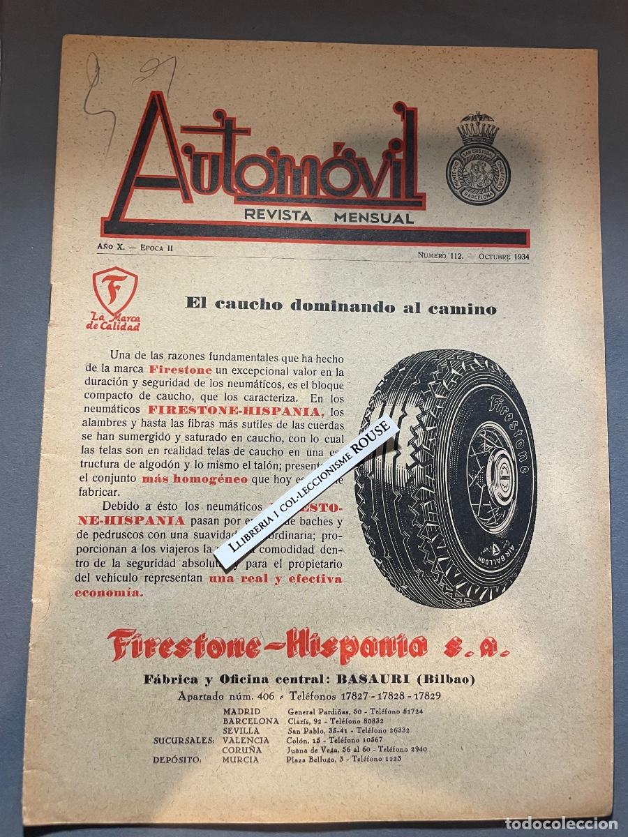 Coleccionismo de revistas y peri&oacute;dicos: AUTOMOVILES - ANTIGUA PUBLICACI&Oacute;N - AUTOMOVIL revista mensual - A&Ntilde;O X - EPOCA II N&ordm; 112 OCTUBRE 1934