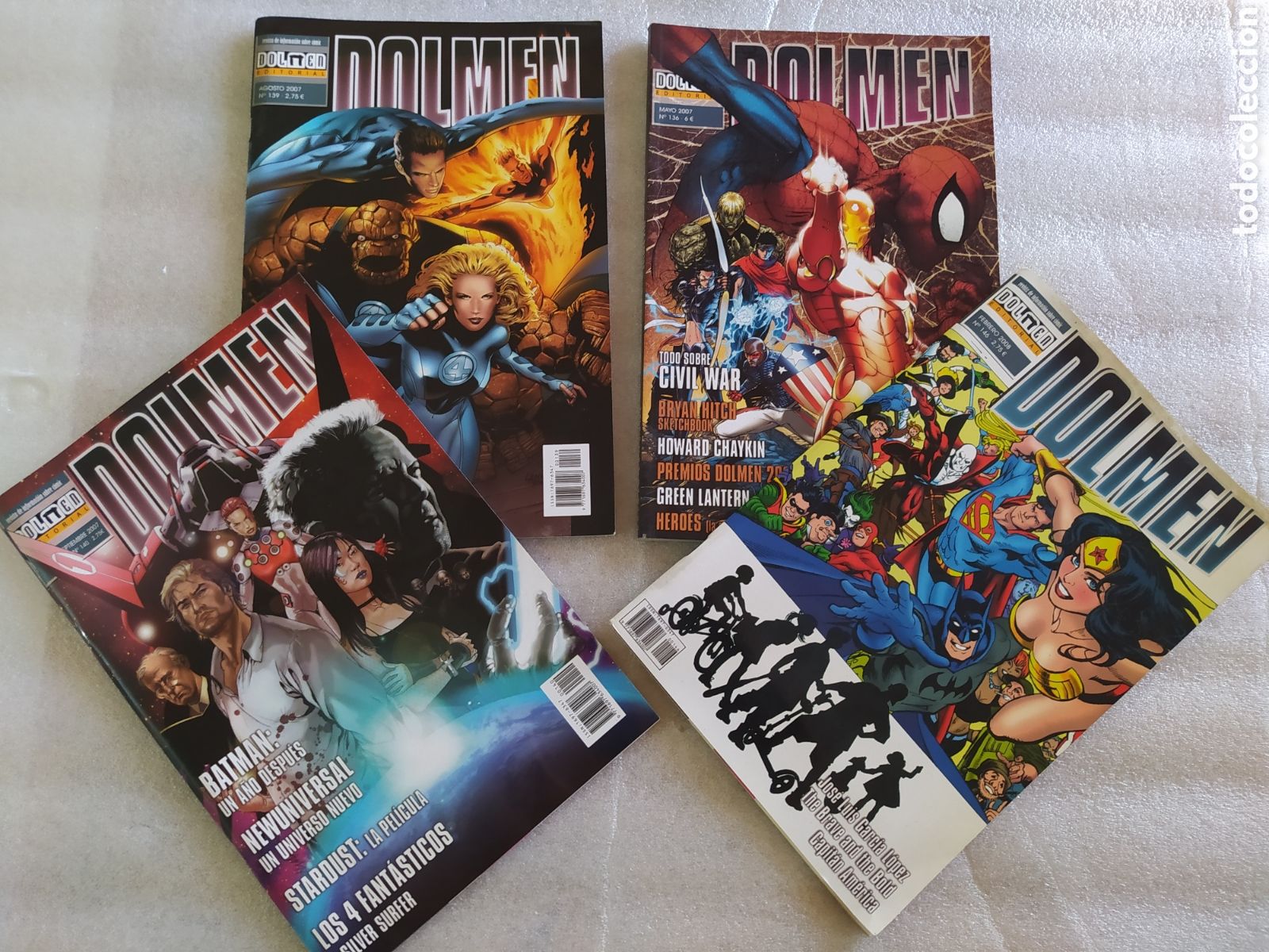 Coleccionismo de revistas y peri&oacute;dicos: Lote 4 Revistas Dolmen C&oacute;mics (2007-2008): Marvel Civil War, Batman, Los 4 Fant&aacute;sticos y DC
