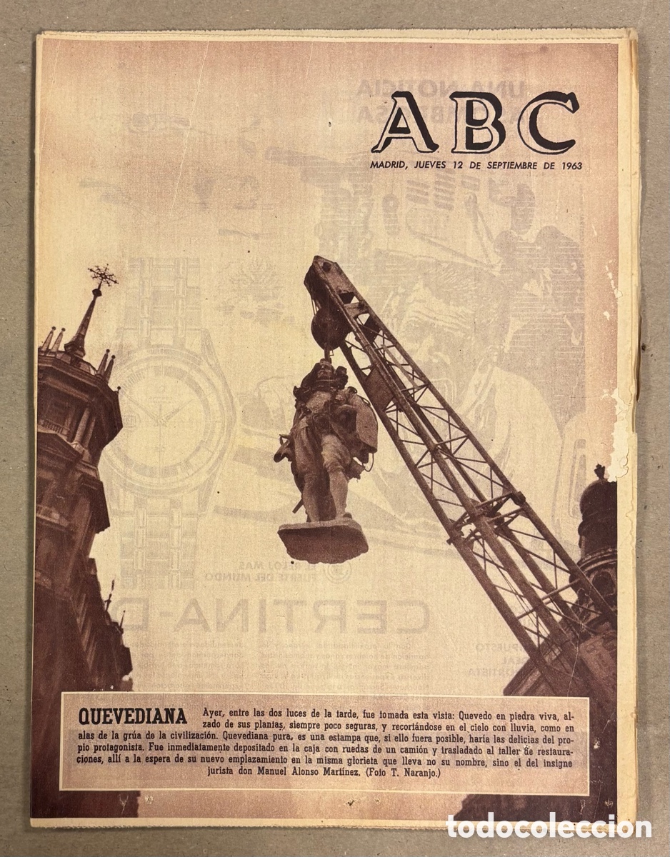 Coleccionismo de revistas y peri&oacute;dicos: ABC (12 SEPTIEMBRE 1963) MONUMENTO QUEVEDO, FRANCO EN FERROL, GRAN BRETA&Ntilde;A EL REINO DEL ACERO