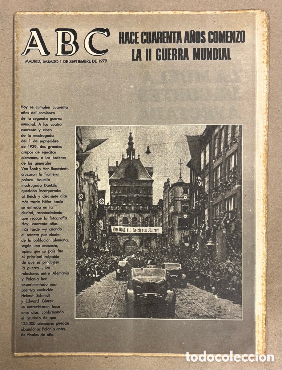 Coleccionismo de revistas y peri&oacute;dicos: ABC (1 SEPTIEMBRE 1979) 40 A&Ntilde;OS COMIENZO II GUERRA MUNDIAL, ALCALDES ENCERRADOS VILLANUEVA DE LA SER