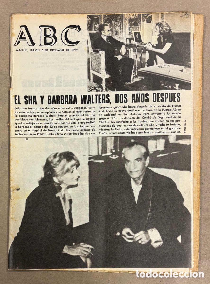 Coleccionismo de revistas y peri&oacute;dicos: ABC (6 DICIEMBRE 1979) EL SHA Y BARBARA WALTERS, CARTEL LINA MORGAN TEATRO LA LATINA, NADIA COMANECI