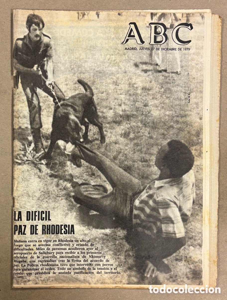 Coleccionismo de revistas y peri&oacute;dicos: ABC (27 DICIEMBRE 1979) DIF&Iacute;CIL PAZ EN RHODESIA, LIBERADOS POR MARRUECOS MARINEROS, CARTEL CONCHA