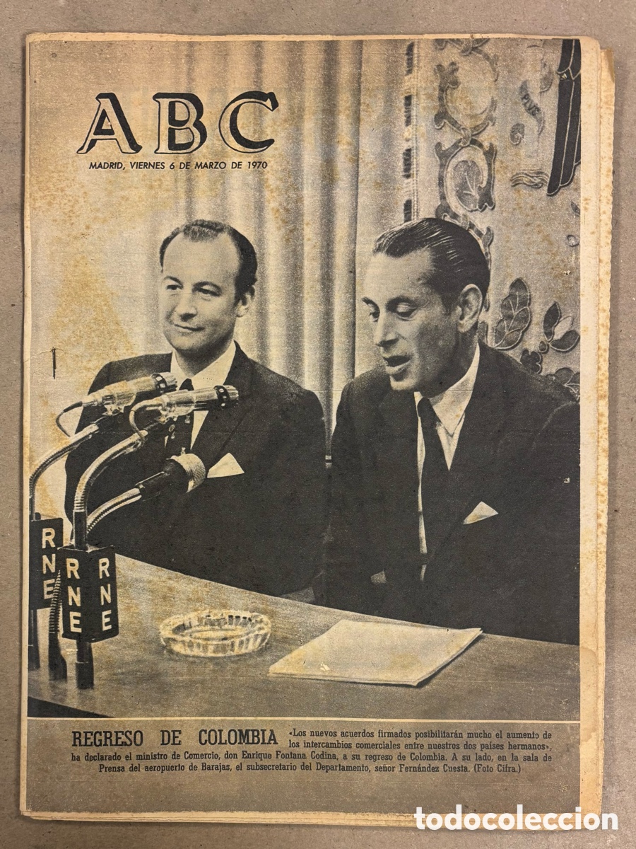Coleccionismo de revistas y peri&oacute;dicos: ABC (6 MARZO 1970) MINISTRO FONTANA CODINA REGRESA DE COLOMBIA, G&Oacute;MEZ PERALES,&hellip;