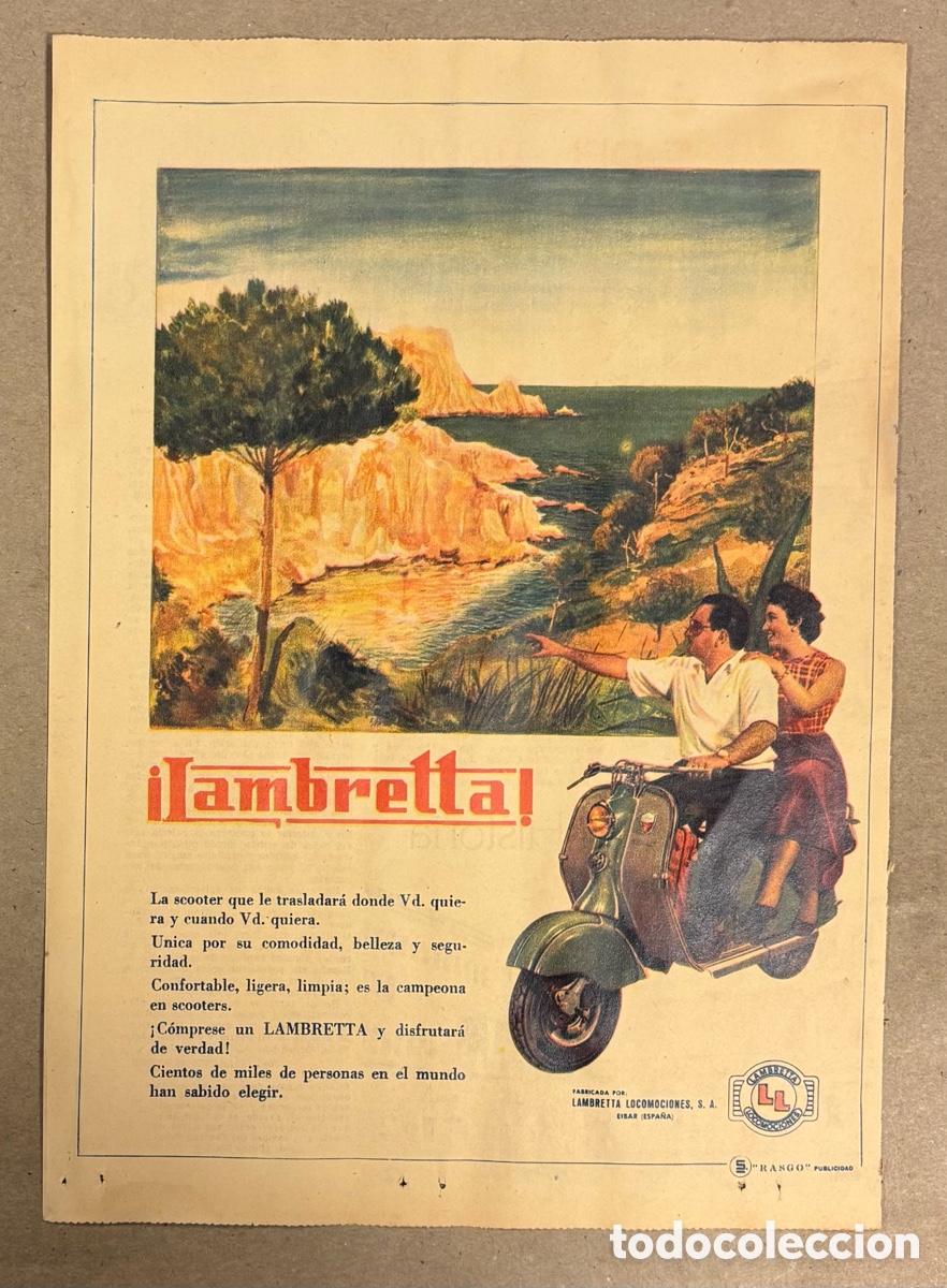 Coleccionismo de revistas y peri&oacute;dicos: LAMBRETTA. ANUNCIO PUBLICITARIO PERI&Oacute;DICO ABC A&Ntilde;OS 60.