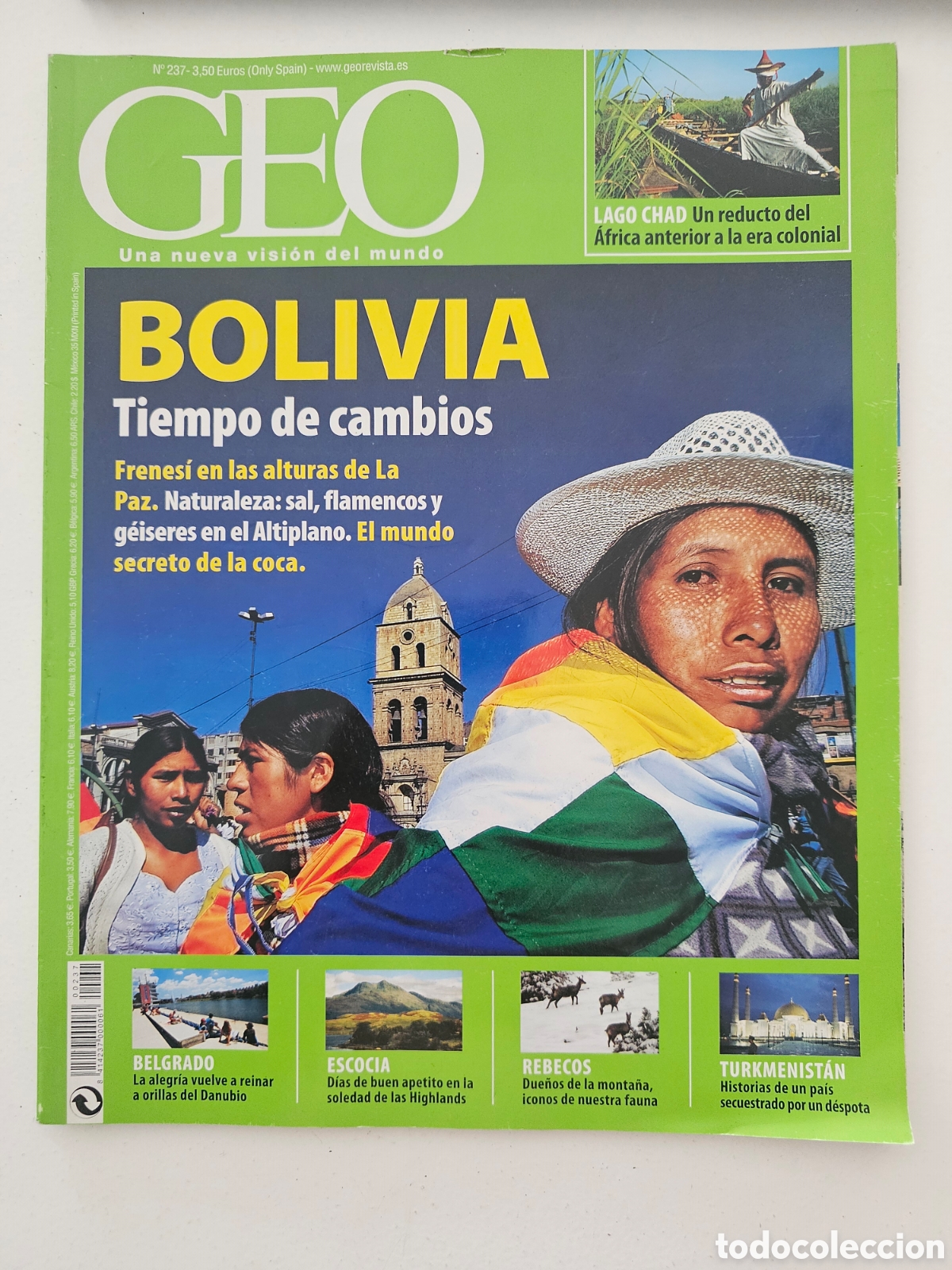 Coleccionismo de revistas y peri&oacute;dicos: Revista GEO N&ordm; 237 - Bolivia, Turkmenist&aacute;n, Belgrado, Lago Chad
