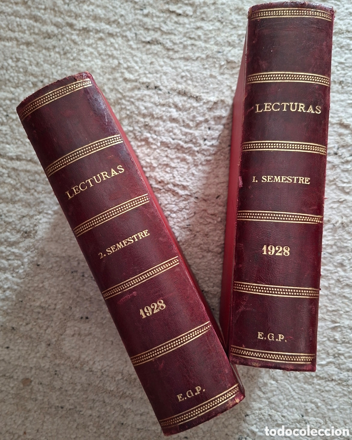 Coleccionismo de revistas y peri&oacute;dicos: Lecturas 1928 - A&ntilde;o Completo (2 Tomos: I y II Semestre). Encuadernaci&oacute;n Media Piel. Excelente Estado