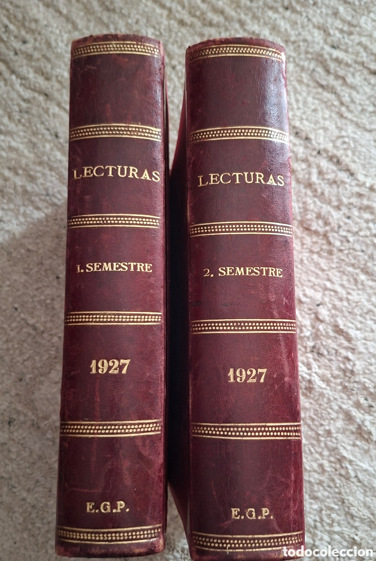 Coleccionismo de revistas y peri&oacute;dicos: A&ntilde;o Completo 1927 Revista LECTURAS (2 Tomos Semestrales). Encuadernaci&oacute;n &Eacute;poca Dorados.