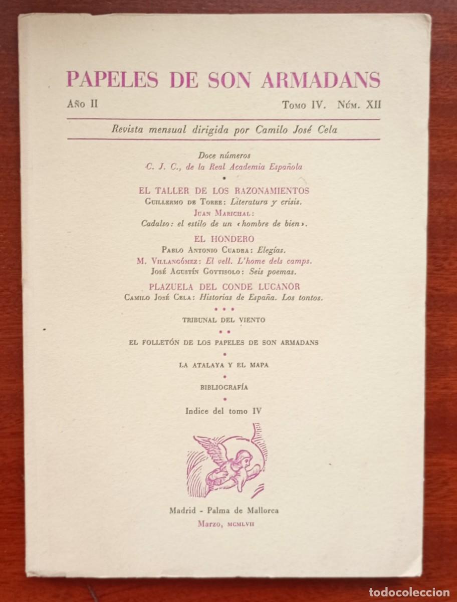 Coleccionismo de revistas y peri&oacute;dicos: PAPELES DE SON ARMADANS Ano II Tomo IV Num. XII