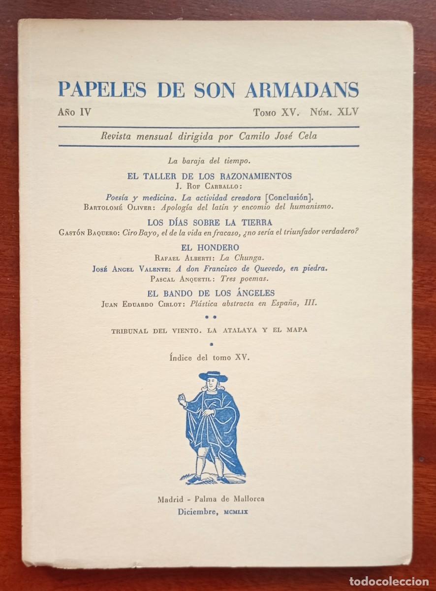 Coleccionismo de revistas y peri&oacute;dicos: PAPELES DE SON ARMADANS Ano IV Tomo XV Num. XLV