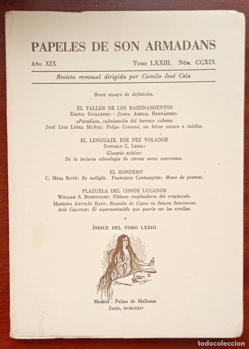 Coleccionismo de revistas y peri&oacute;dicos: PAPELES DE SON ARMADANS Ano XIX Tomo LXXIII Num. CCXIX