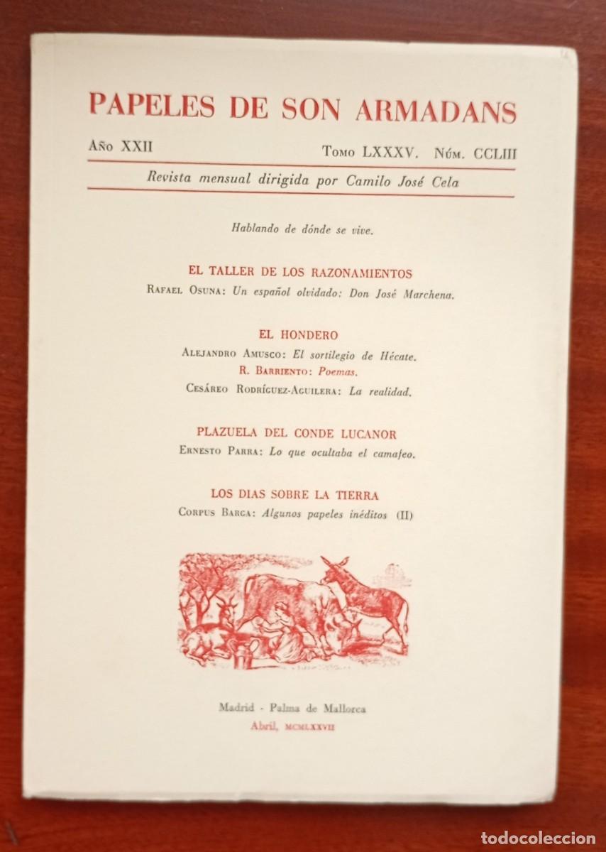 Coleccionismo de revistas y peri&oacute;dicos: PAPELES DE SON ARMADANS Ano XIXXII Tomo LXXXV Num. CCLIII