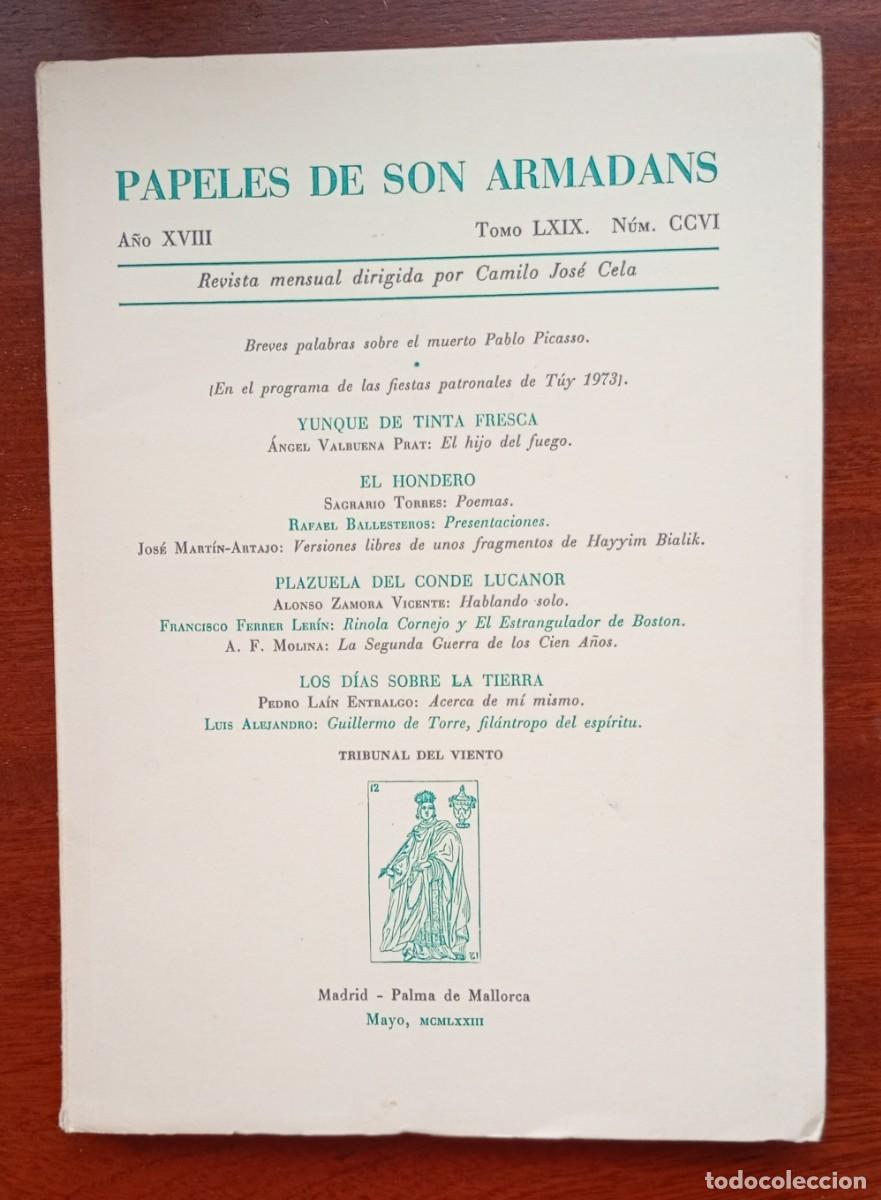 Coleccionismo de revistas y peri&oacute;dicos: PAPELES DE SON ARMADANS Ano XVIII Tomo LXIX Num. CCVI