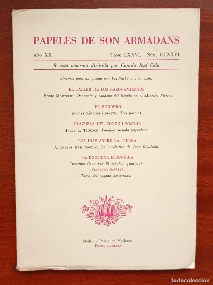 Coleccionismo de revistas y peri&oacute;dicos: PAPELES DE SON ARMADANS Ano XX Tomo LXXVI Num. CCXXVI
