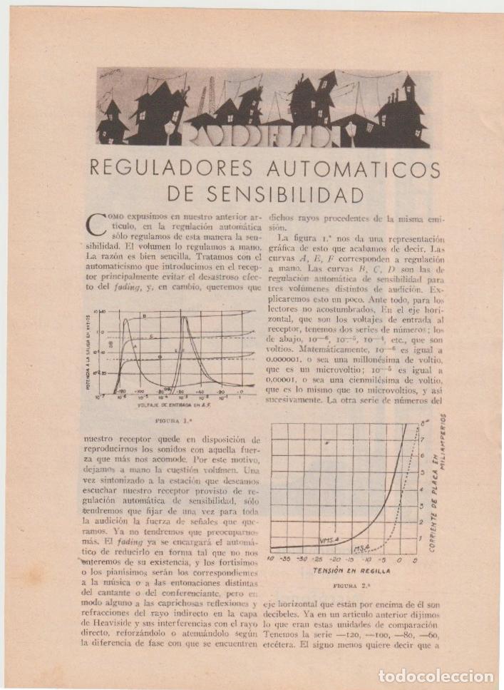 Coleccionismo de revistas y peri&oacute;dicos: * RADIO * Reguladores autom&aacute;ticos de sensibilidad / J. P&eacute;rez Seoane - 1933