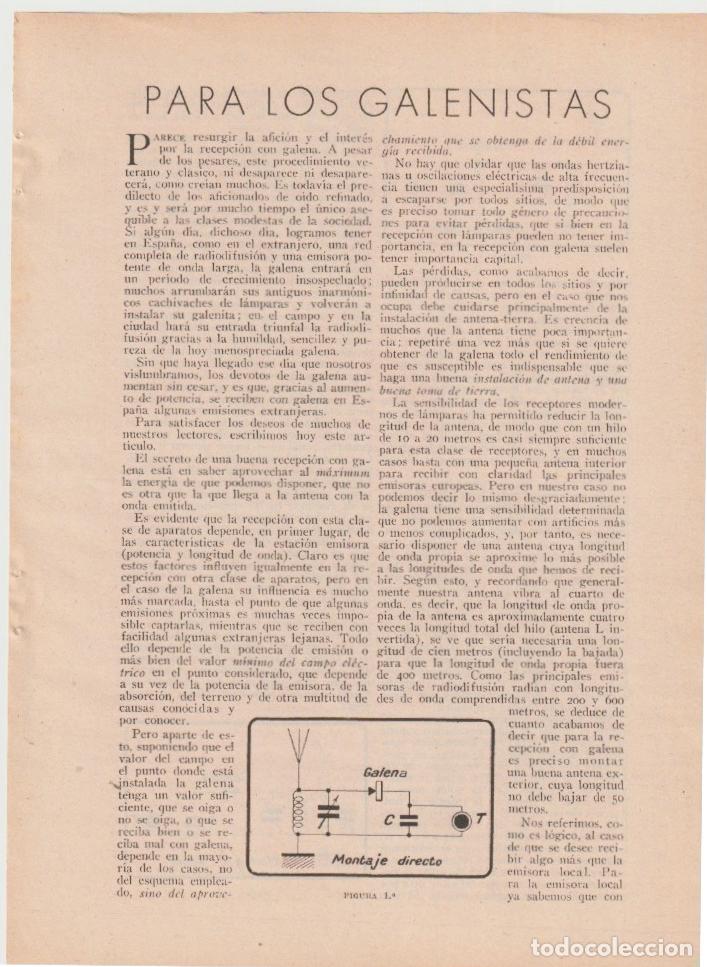 Coleccionismo de revistas y peri&oacute;dicos: * RADIO * Para los galenistas / F. de Arag&oacute;n - 1933
