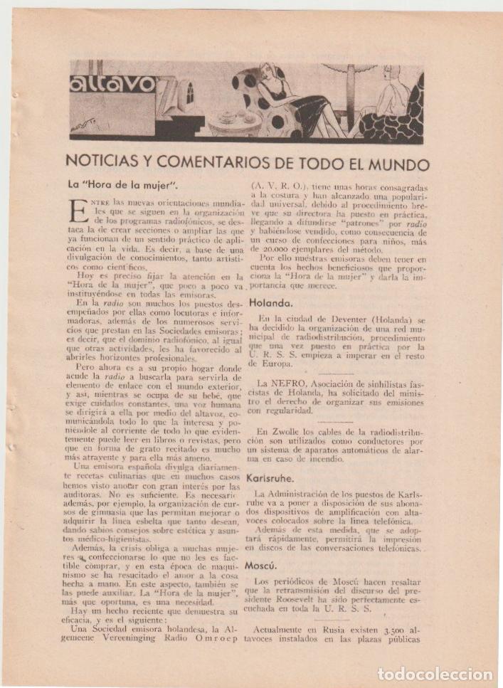 Coleccionismo de revistas y peri&oacute;dicos: * RADIO * Noticias y comentarios: La Hora de la Mujer; servicios radio policiacos... - 1933