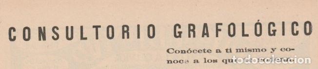 Coleccionismo de revistas y peri&oacute;dicos: * GRAFOLOG&Iacute;A * Consultorio grafol&oacute;gico de Matilde Ras -1933