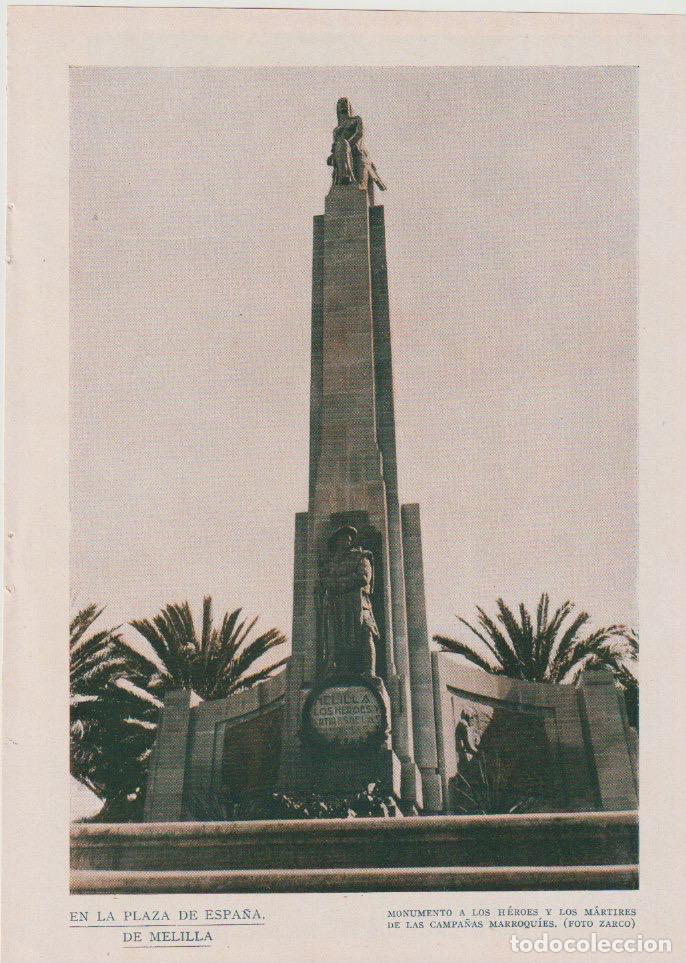 Coleccionismo de revistas y peri&oacute;dicos: Melilla; monumento a los h&eacute;roes; reverso Larache, junto al castillo portugu&eacute;s de Nuestra Se&ntilde;ora 1933