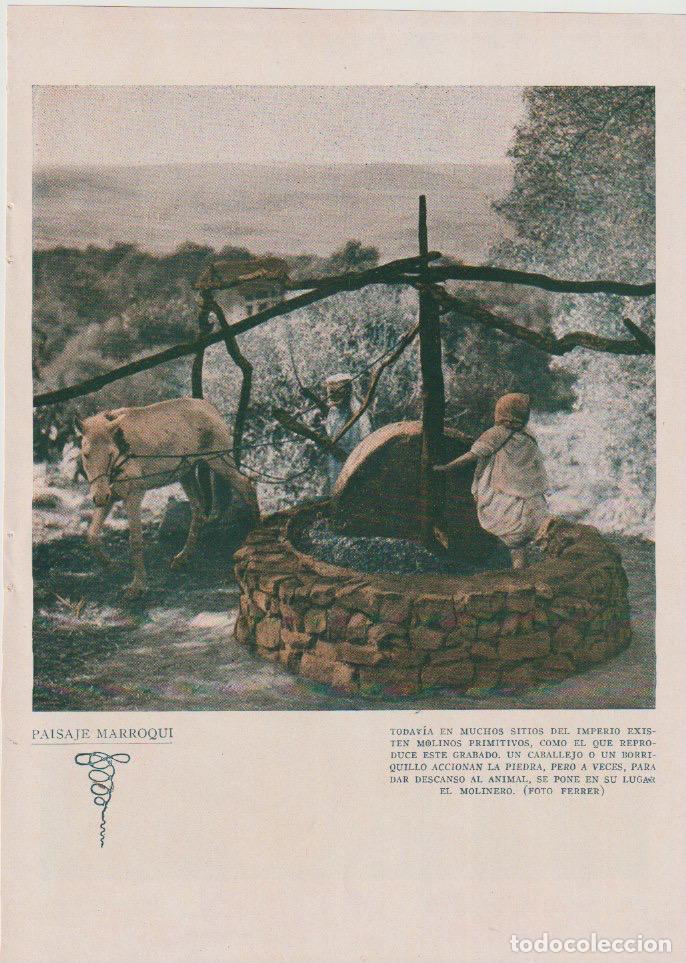 Coleccionismo de revistas y peri&oacute;dicos: Marruecos: molino a borriquillo; reverso Tetu&aacute;n en acuarela de R. Blanco - 1933