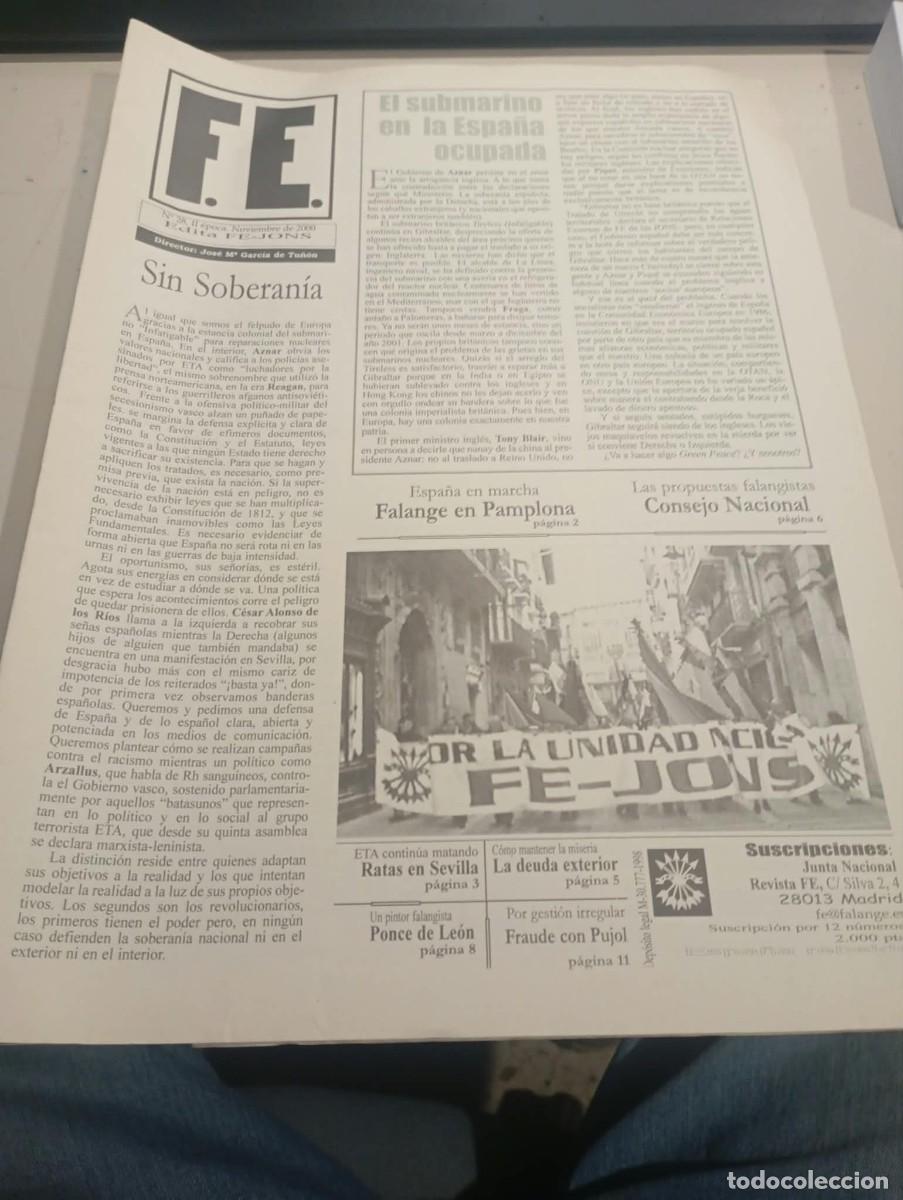 Coleccionismo de revistas y peri&oacute;dicos: REVISTA FALANGISTA FE ( N&ordm; 28. 2&ordf; EPOCA) NOVIEMBRE A&Ntilde;O 2000 EDITA FE-JONS REF. UR EST