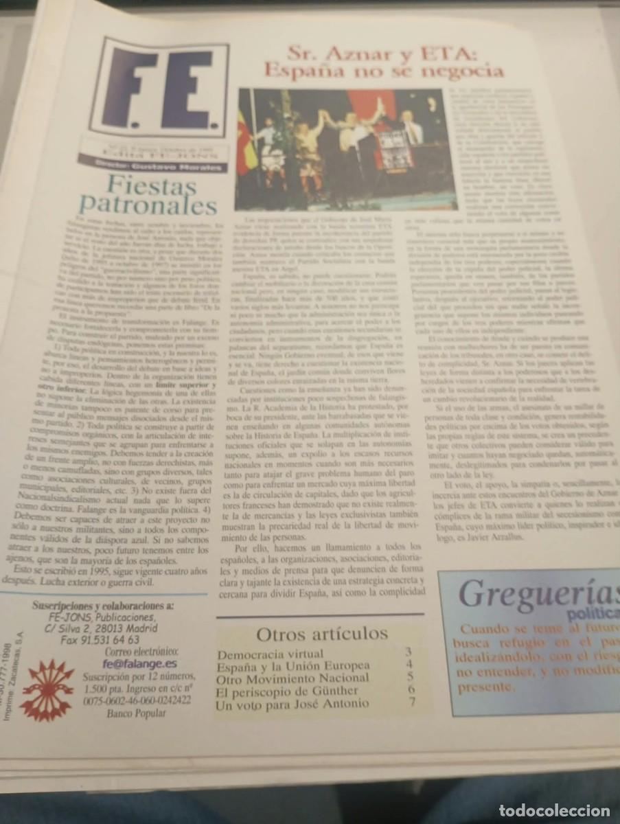 Coleccionismo de revistas y peri&oacute;dicos: REVISTA FALANGISTA FE ( N&ordm; 22. 2&ordf; EPOCA) OCTUBRE A&Ntilde;O 1999 EDITA FE-JONS REF. UR EST